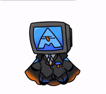 a cartoon of a man in a suit and tie with a triangle on his face