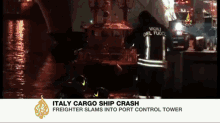 A Cargo Ship Slammed Into A Port Control Tower In The Port Of Genoa, Italy, Killing Seven. GIF