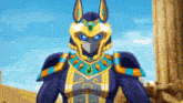 a cartoon character is wearing a helmet and a necklace with the letter h on it ..