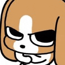 a close up of a cartoon dog with a sad look on his face .