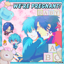 a greeting card that says ' we 're pregnant ' on it