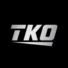 a white logo on a black background that says tko