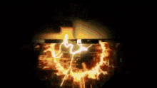 a butterfly is flying through the air with a glowing flame coming out of it .