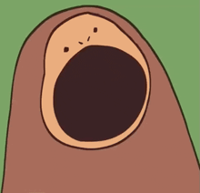 a cartoon drawing of an avocado with a hole in its mouth .