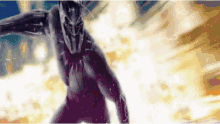 a painting of a black panther standing in front of a yellow background