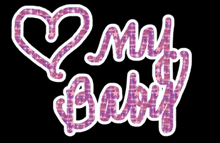 the word baby is written in purple and pink