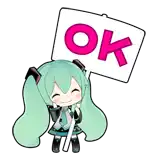 hatsune miku is holding an ok sign .