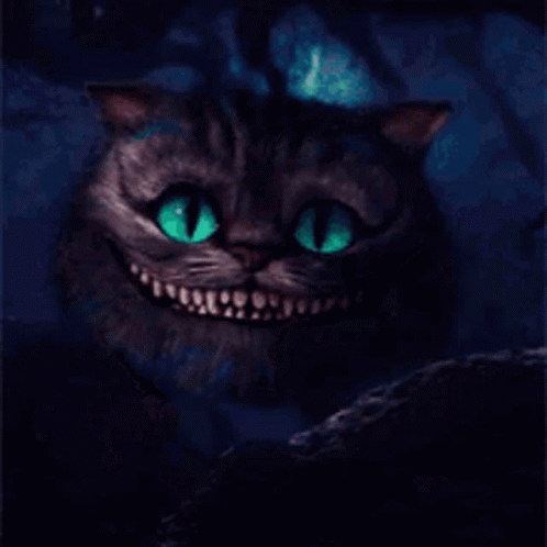alice in wonderland cat smile gif