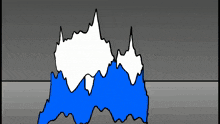a drawing of a blue and white wave on a gray background