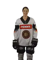 a hockey player wearing a white jersey with penny on it