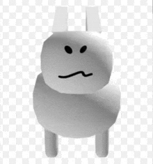a white sheep with a black face and ears is standing on a transparent background .