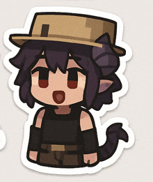 a sticker of a cartoon character with a cat tail