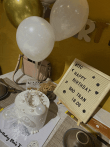 a sign that says happy birthday bao tran is on a table