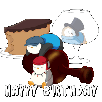 Happy Birthday Penguin Sticker - Happy Birthday Penguin Pudgy Stickers