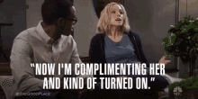 Complementing Her Turned On GIF - Complementing Her Turned On William Jackson Harper GIFs