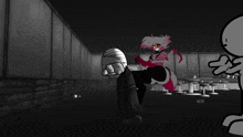 a cartoon character with a bandage on his arm is kicking another character in the face