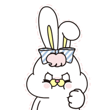 a cartoon bunny is giving a thumbs up and has a bow on her head