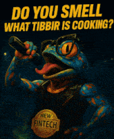 a frog singing into a microphone with the words do you smell what tibbir is cooking behind him