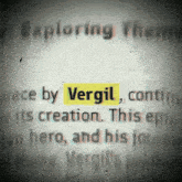 a piece of paper with the word vergil highlighted