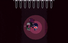 a person is standing in a dark room with a heart in the middle of it