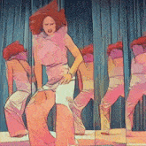 a painting of a woman dancing in front of a mirror