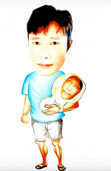 a cartoon of a man holding another man 's head