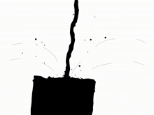 a black and white drawing of a plant growing out of a box