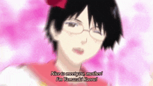 a woman with glasses and a red bow on her head says nice to meet you mother i 'm yamazaki kaoru .