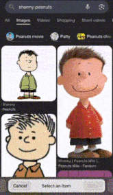 a screenshot of a search for shermy peanuts on a phone