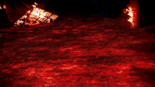 a close up of a person 's face with blood coming out of it and a red background .