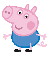 a peppa pig cartoon character with a blue shirt