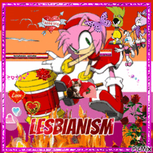 a picture of a sonic the hedgehog with the words lesbianism on it