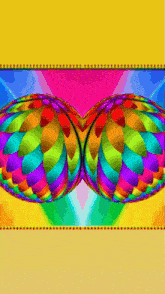 a colorful background with a yellow border and a yellow border
