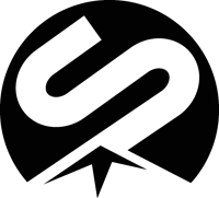a black and white logo with the letter s and a star