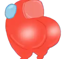 a cartoon drawing of a red among us character