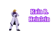 a video game character with the name kain r. heinlein on it