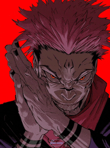 a drawing of a man with red hair and a tattoo on his arm