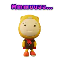 a cartoon character with a heart and the words " mmmuuaa " above it