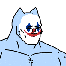 a cartoon of a clown holding a pink stanley mug