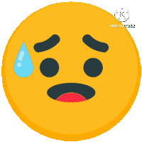 a yellow smiley face with a sweat drop on its forehead