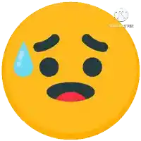 a yellow smiley face with a sweat drop on its forehead