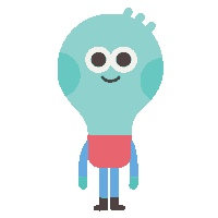 a cartoon illustration of a light bulb with arms and legs waving