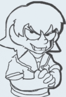 a black and white drawing of a cartoon character with a very angry look on his face