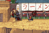 a pixel art drawing of a ramen restaurant with a sign that says ramen