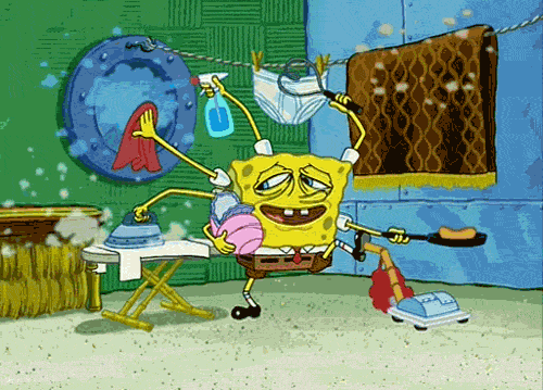 Clean All The Things!!!! GIF - Sponge Bob Cleaning Clean - Discover & Share GIFs