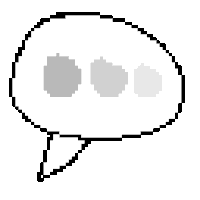 a pixel art drawing of a speech bubble with three dots in it .