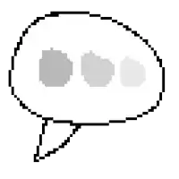 a pixel art drawing of a speech bubble with three dots in it .