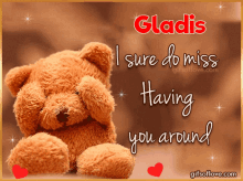 gladis i miss you teddy bear gladis name name
