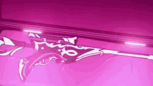 a gun is sitting on a pink surface with a purple background .