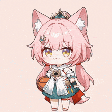 a little girl with pink hair and a crown on her head